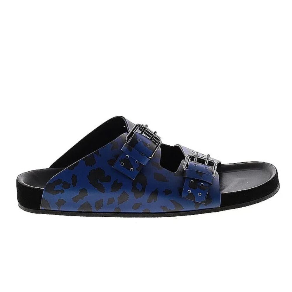 The Kooples NEW Leopard Print Slides Sandals Buckle Accents